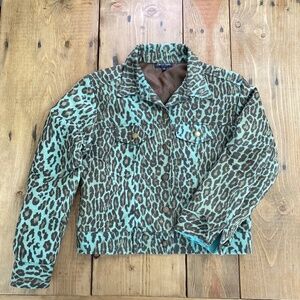 Sharon Endick Leopard Jacket Lined‎ Green Brown Blazer